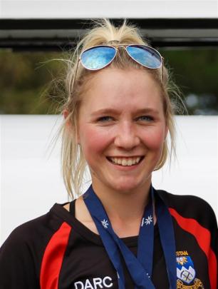 Dunstan High School rower Macaela Turfus after winning the girls under-18 lightweight double...