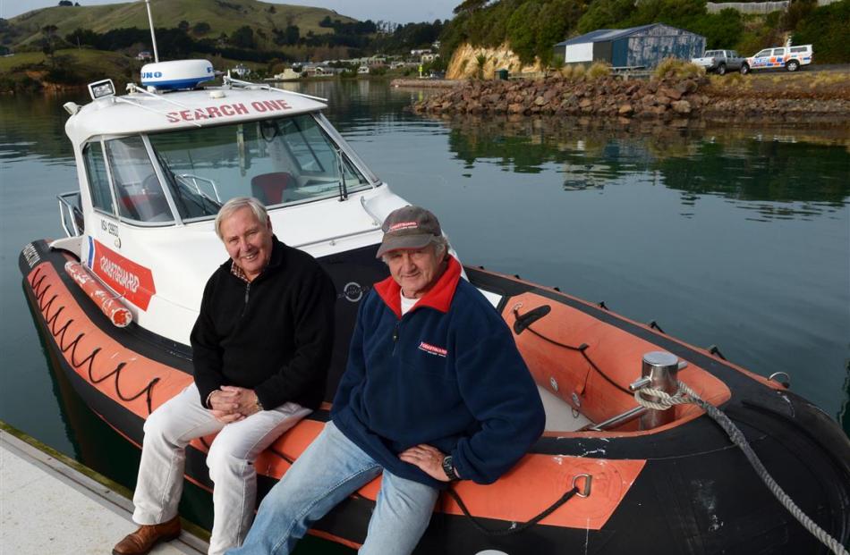 Coastguard Dunedin members Lox Kellas (left) and Bill Dickson are hopeful a new coastguard centre...