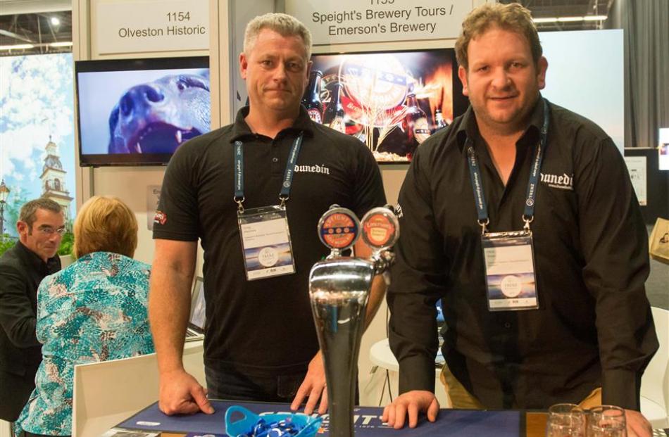 Emersons Brewery sales and marketing manager Greg Menzies (left) and Speight’s tour manager Chris...