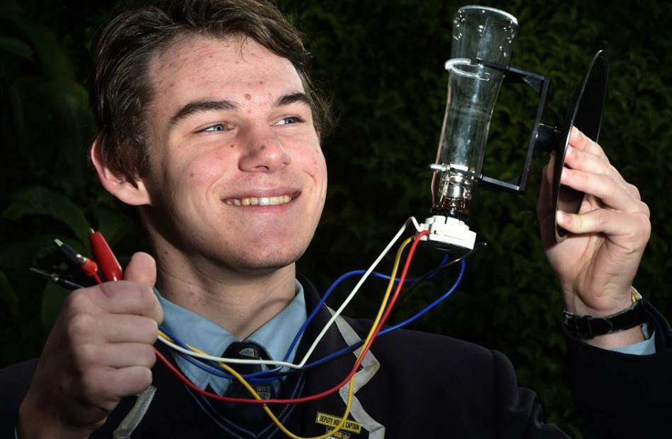 King's High School pupil Sam van der Weerden with an electron gun used in the teaching of physics...