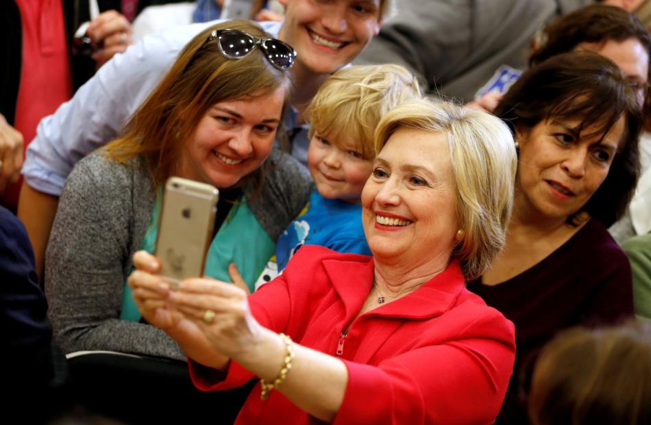 U.S. Democratic presidential candidate Hillary Clinton greets supporters at Transylvania...
