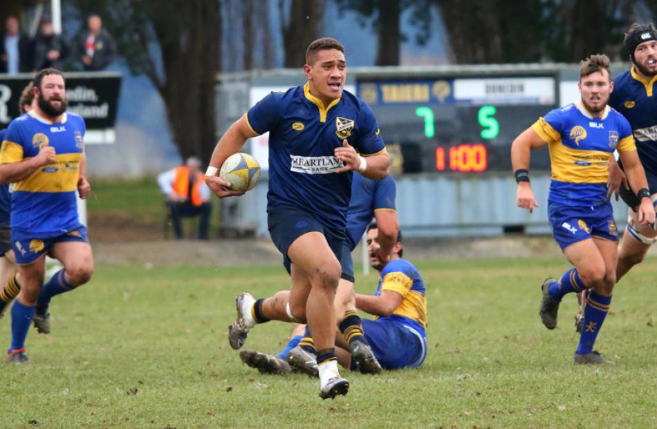 Action from today's game between Dunedin and Taieri. Photo: Caswell Images