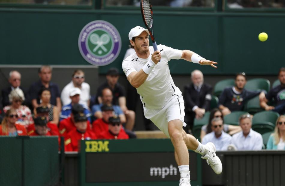 Andy Murray plays a shot against Liam Broady. Photo: Reuters