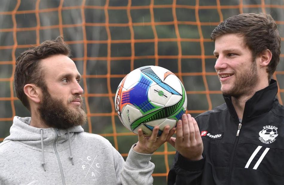 Caversham captain Rhys Henderson (left) and Dunedin Technical captain Tim McLennan  ponder today...