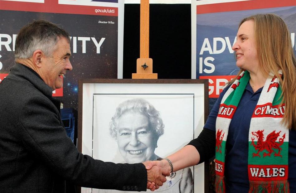 Dunedin Mayor Dave Cull and British Deputy High Commissioner to New Zealand Helen Smith, with a...