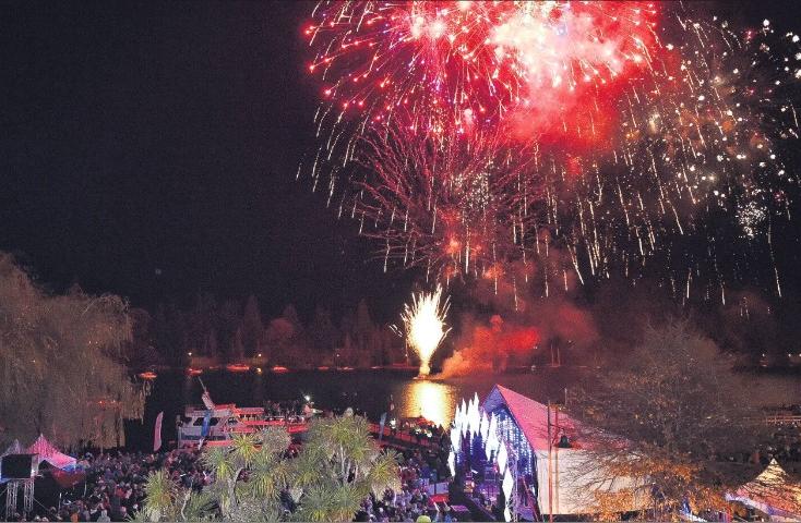 Fireworks over Queenstown Bay start the winter festival. Photo Gregor Richardson