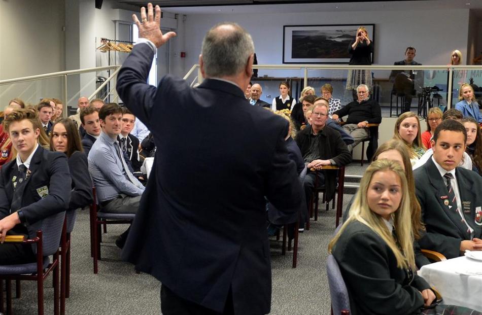 Former All Blacks coach Sir Graham Henry talks to Otago school pupils about science and sport at...