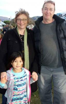 Julie Jones with John and Lucy Wellington (6), of Mount Barker.