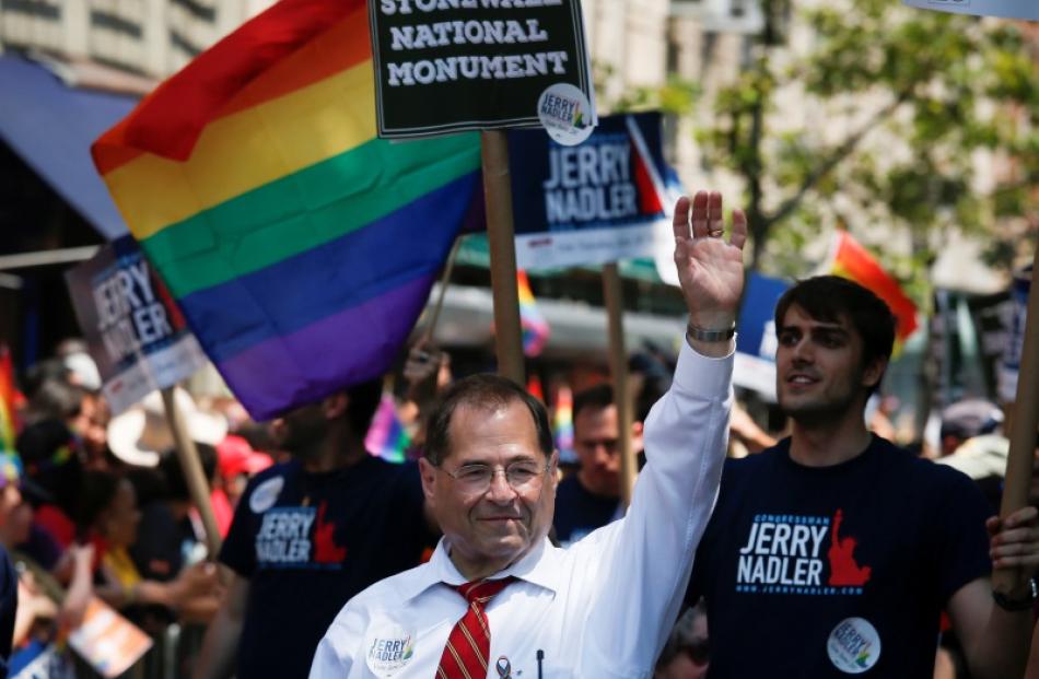 New York congressman Jerrold Nadler takes part in the LGBT Pride parade. Photo: Reuters