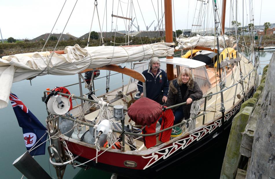 New Zealand Maid and owners Jon and Barbara Tucker at the Otago Boat Harbour yesterday. Photos by...
