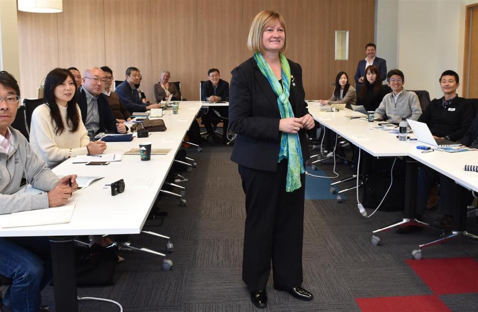 Otago Polytechnic international market manager, Japan, Kerrie Hodgson (centre) greets...