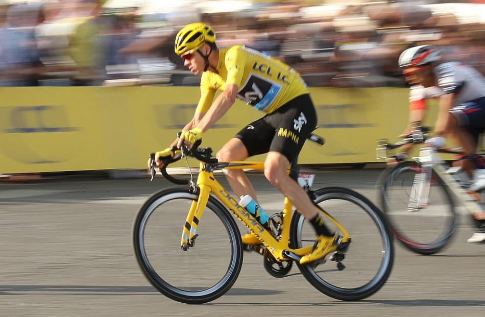 Chris Froome riding during stage 21 of the recent Tour de France. Photo: Getty Images