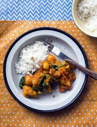 Gingery mixed vegetable and tomato curry. Photos by Kieran Scott.