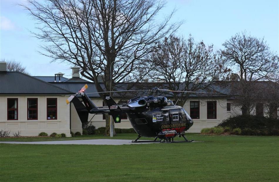 The Otago Regional Rescue Helicopter prepares to take off from Oamaru Hospital earlier this year....