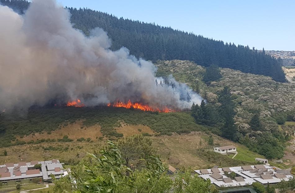 View of the large fire on Signal Hill. Photo: Jenny Elder