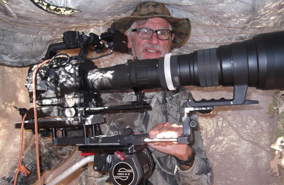 Quinn films from a hide in Arizona. Last year he used Canon’s new 50-1000mm lens to film in Tibet but usually he uses a Canon 100mm-400mm lens with extenders that give him up to 800mm focal length and allow him to film animals close-up from a distance. PH