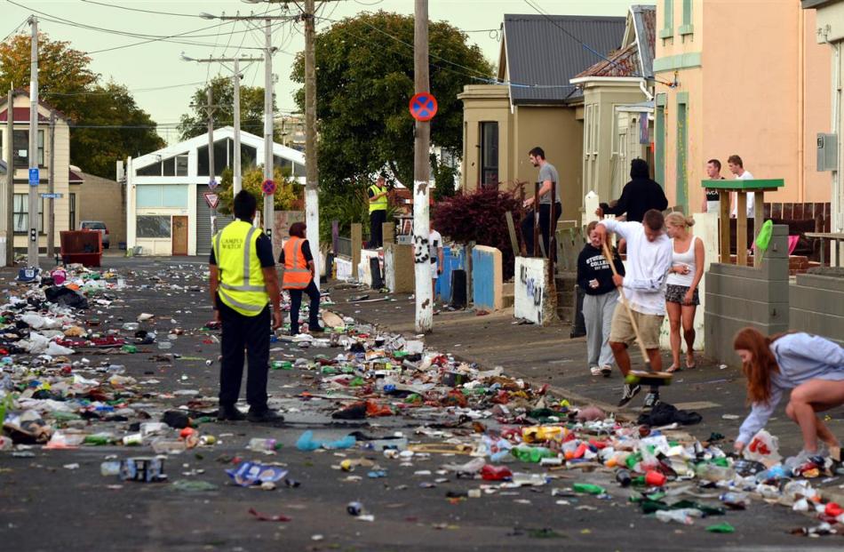 Hyde St residents were woken before 8am yesterday to sweep their front yards clean following the...