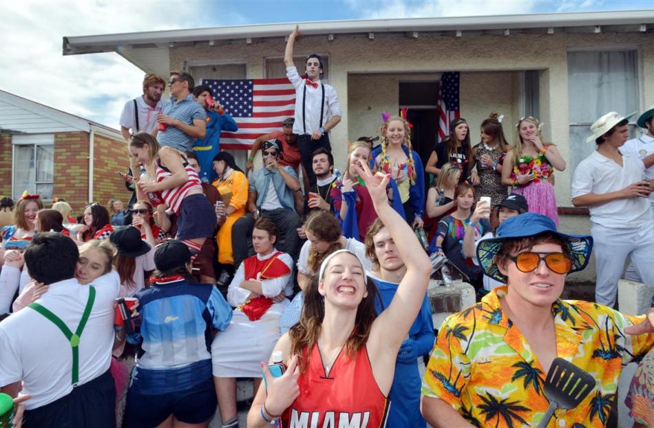Revellers in Hyde St in 2015. Photo by ODT.