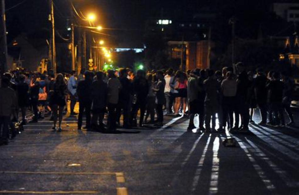 Revellers gather in Castle St on Wednesday night.