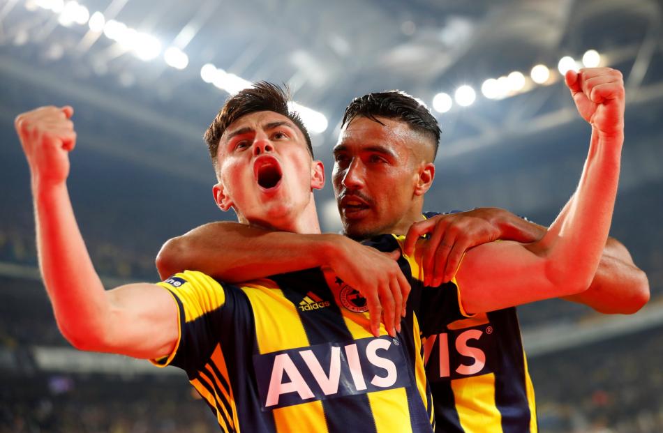 Fenerbahce's Elif Elmas celebrates scoring a goal against Galatasaray, at Sukru Saracoglu Stadium...
