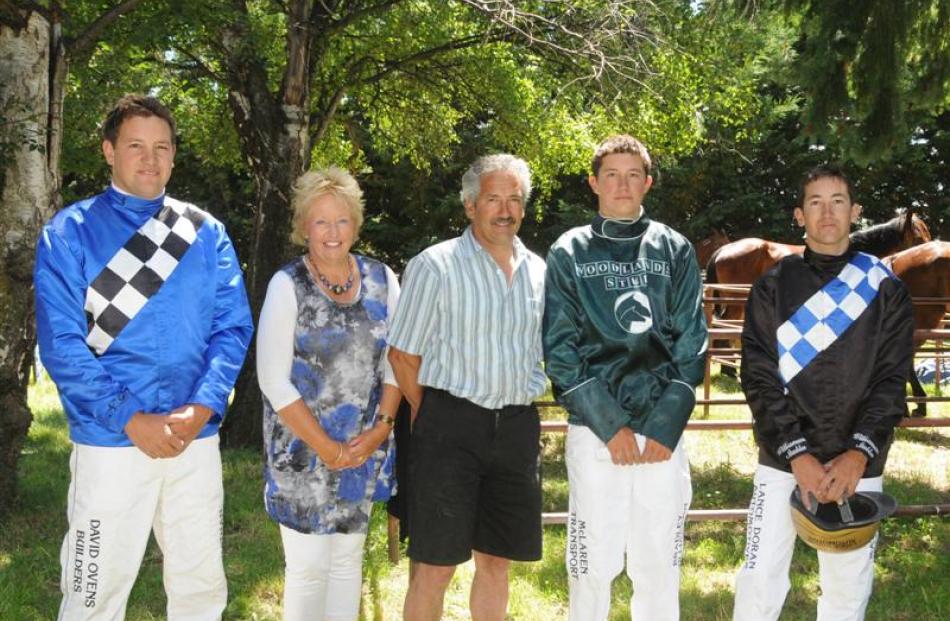 Phil (left), Matthew, Bev and Brad Williamson relax at their Totara property, home to  their ...