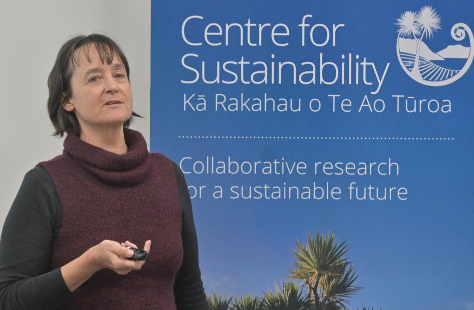 Janet Stephenson speaks at the University of Otago. PHOTO: LINDA ROBERTSON