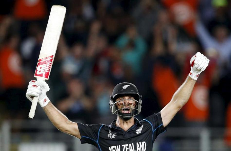 Grant Elliott celebrates his game-winning six in last night's Black Caps' victory over South...