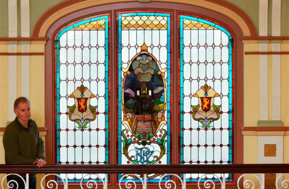 The east-facing stain glass window at Dunedin Railway Station. Photo by Gerard O'Brien.