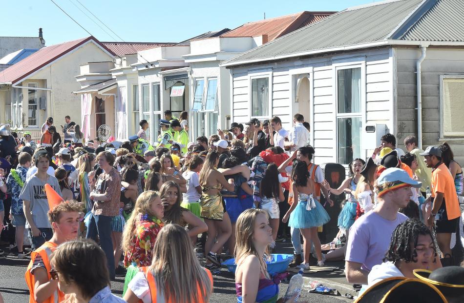Revellers enjoy the Hyde St party. PHOTO: GREGOR RICHARDSON
