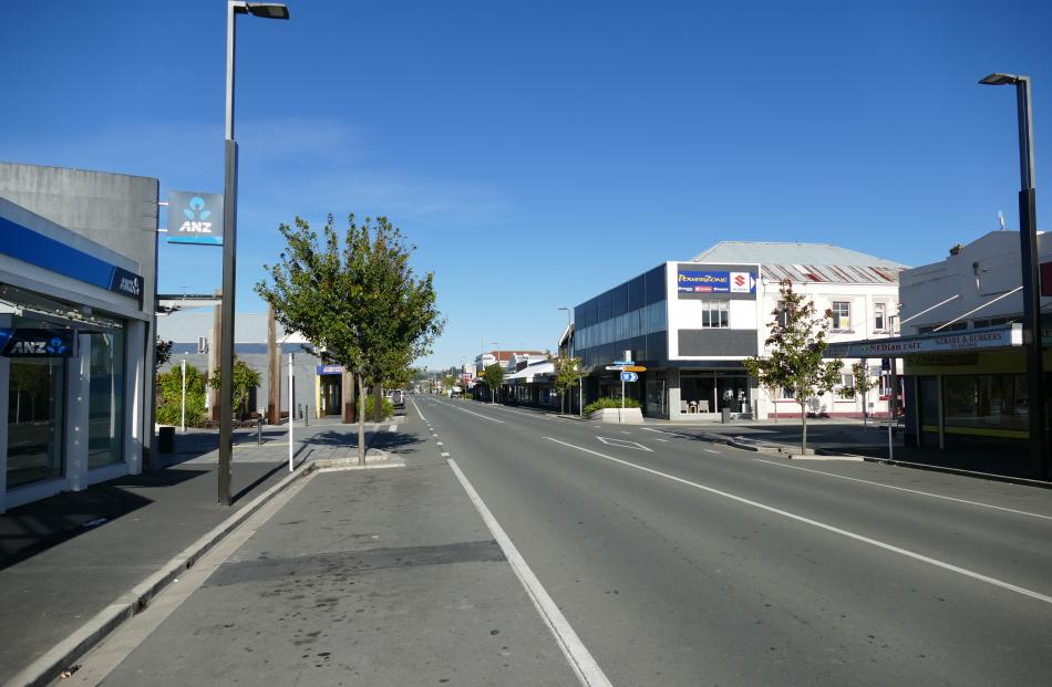 Balclutha’s Clyde St is silent and empty during the first few hours of Level 4 lockdown yesterday...