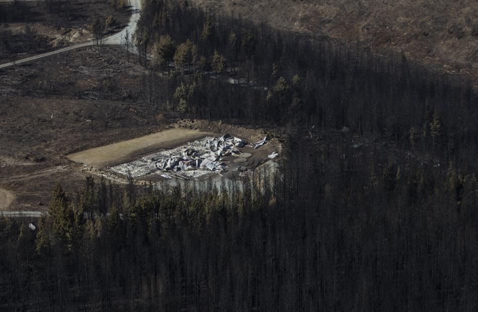 Aerial photographs have revealed the scope of the devastating damage cause by the fire at Lake Ohau. Photo: Pool