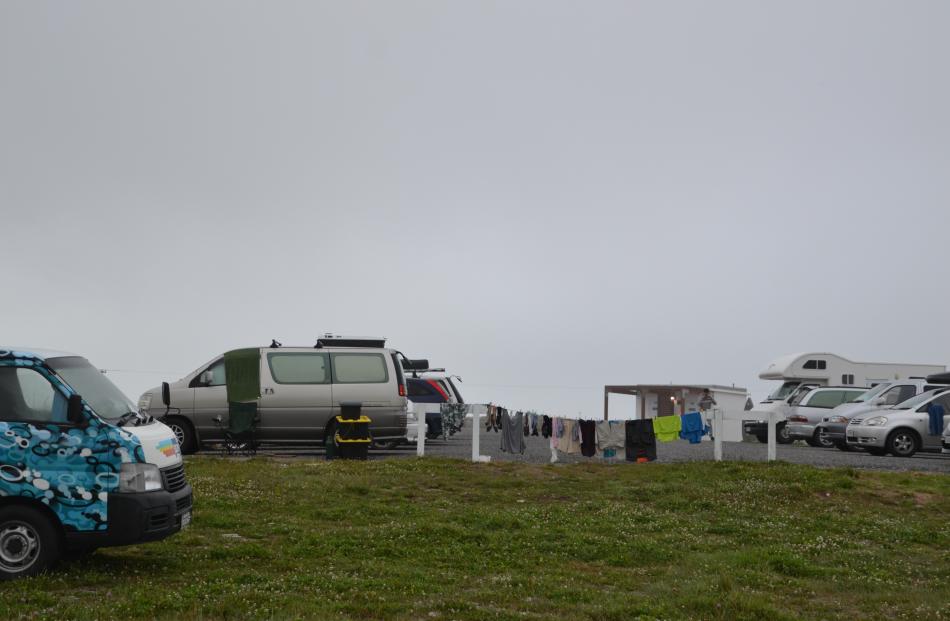 Some of the 18 modified 'sleepervans' parked up after overnighting for free at Cobden this...