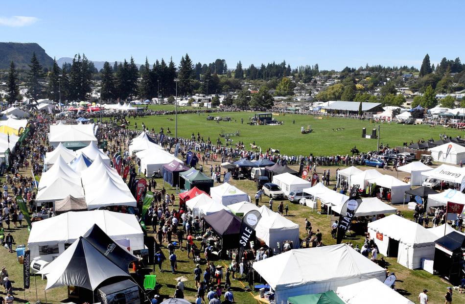 An aerial view of the Wanaka A&P Showgrounds during the Wanaka show grand parade on Saturday. 