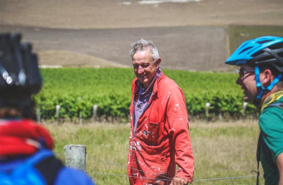 Jim Jerram, of Ostler Wines, greets us on Racecourse Rd.