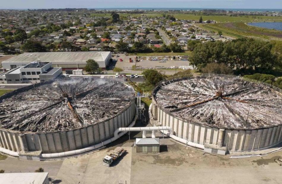 The fire damaged Christchurch wastewater treatment plant. Photo: Newsline