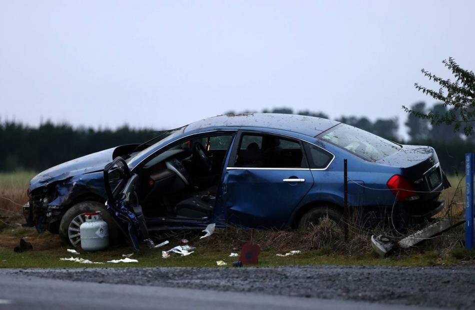 The crash scene in Rolleston this morning. Photo: George Heard