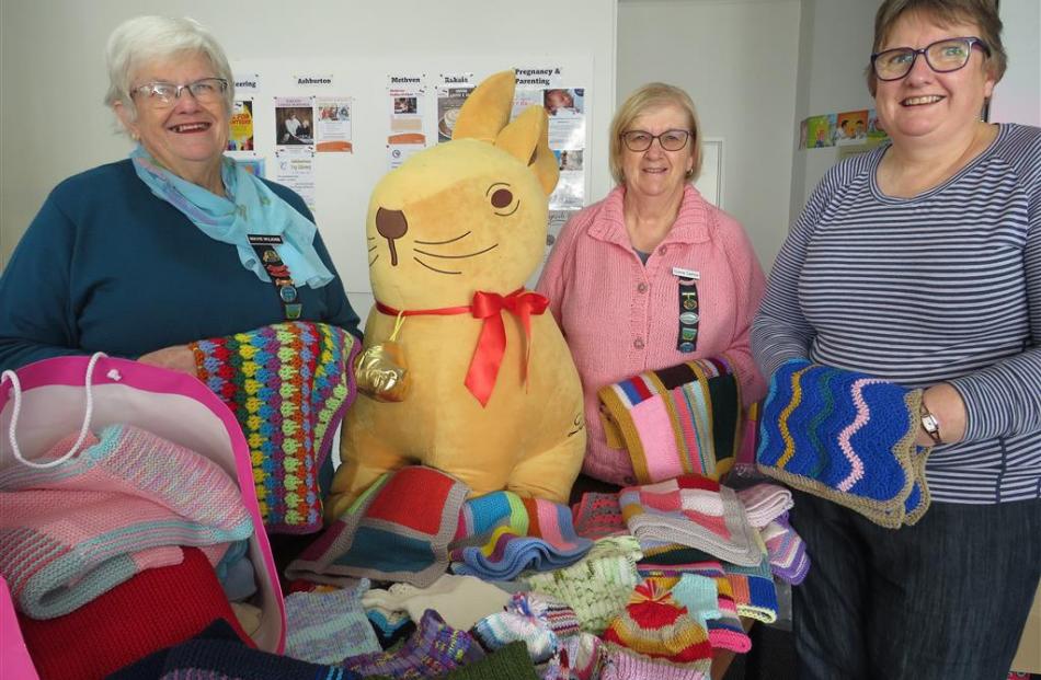 Mid Canterbury Federation of Women's Institute members Mavis Wilkins, from left, and Dianne...