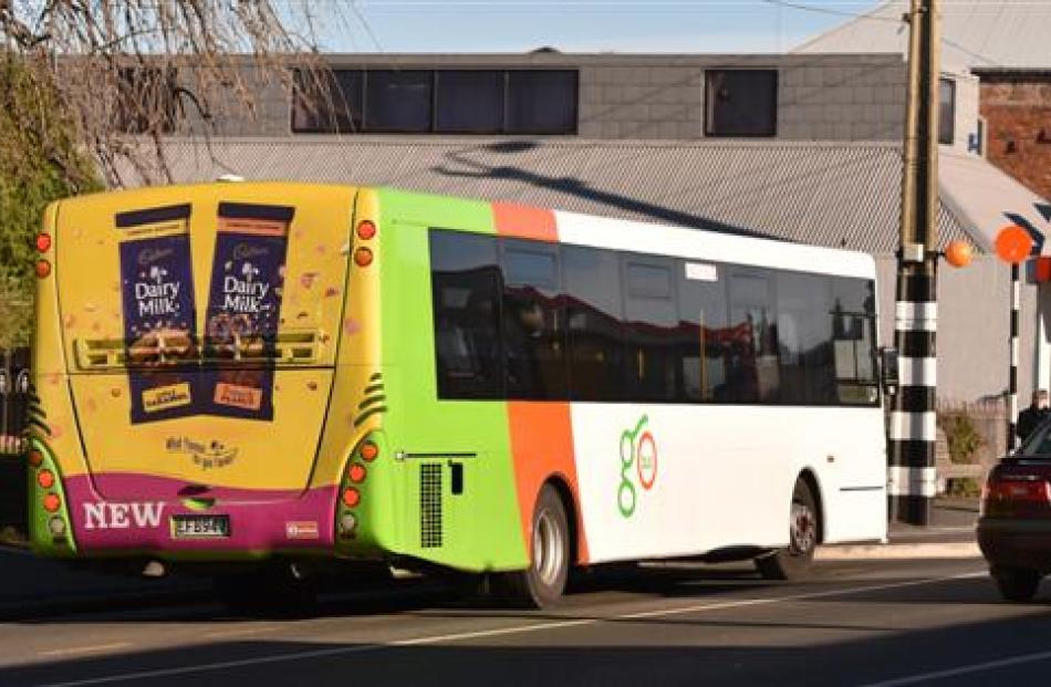 Buses arrive at Green Island, where ''super stops'' are being developed as part of Dunedin bus...