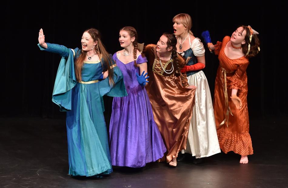 Performing scene two from act five of Love’s Labour’s Lost are Columba College pupils (from left)...