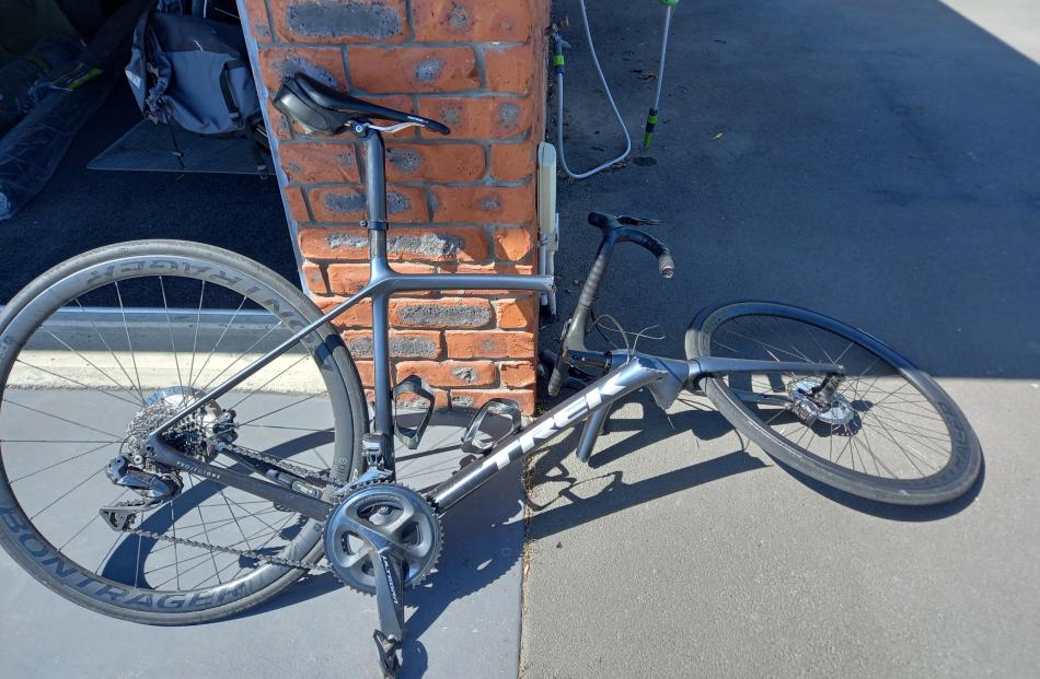 Robert Clutterbuck’s bike was broken into six parts after he was hit by a car on Crichton Tce in...