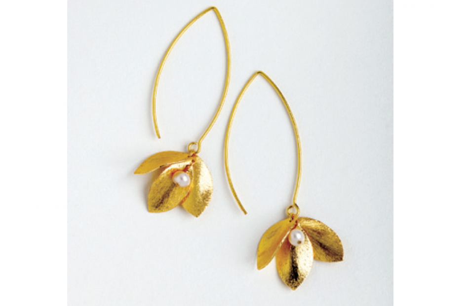 Gold Petal Long Hook Earrings $165 from Joanna Salmond Jewellery