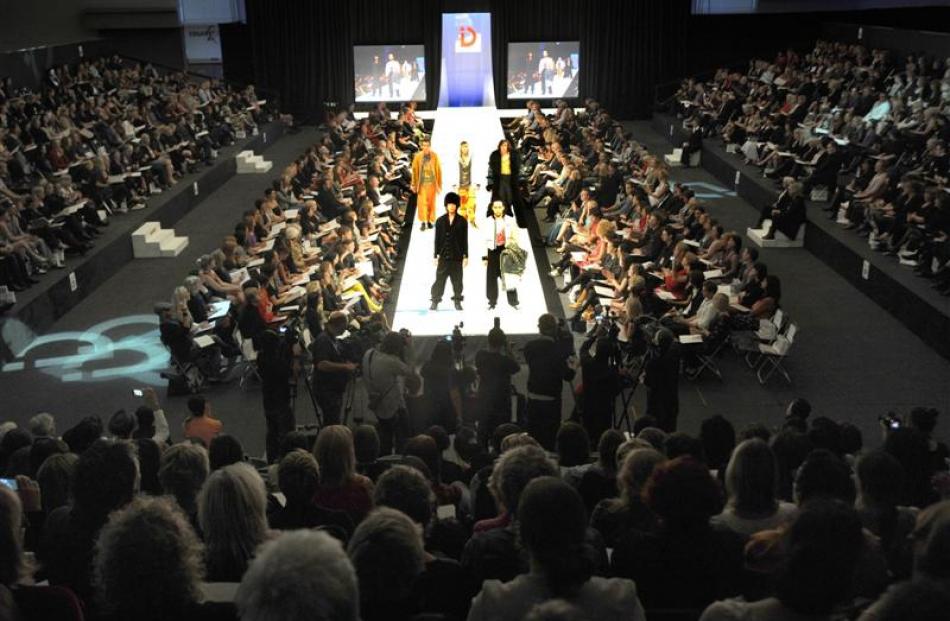 Models on the catwalk during the iD Dunedin Emerging Designer Awards show, at the Lion Foundation...