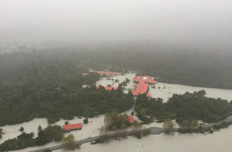 An aerial view of the flooding. Photo from the Greymouth Star