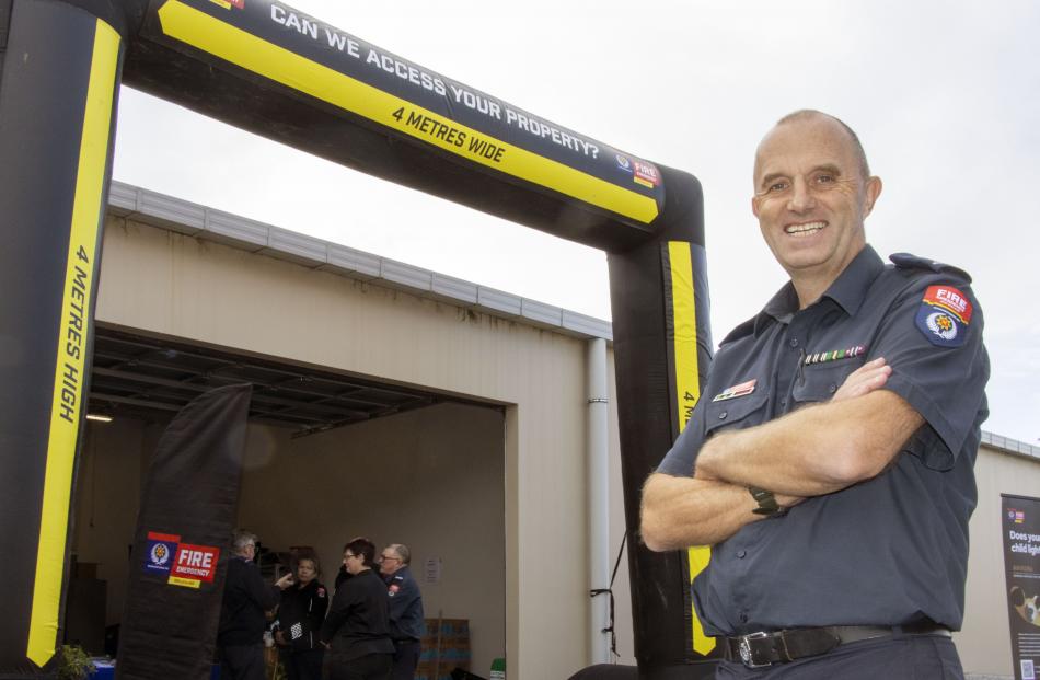Dean Harker with a 4m by 4m inflatable which shows how much room a fire appliance needs to access...