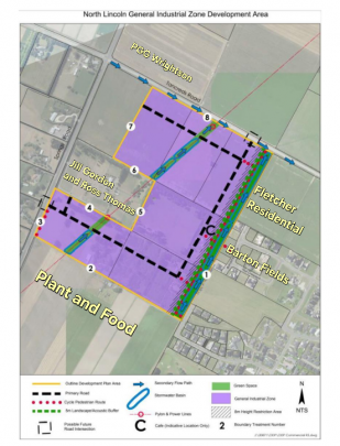 A map of the proposed business park showing who owns the land around it. Image: Supplied