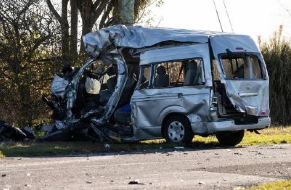 Four people were killed in the crash between a van and a truck in Ashburton. Photo: George Heard