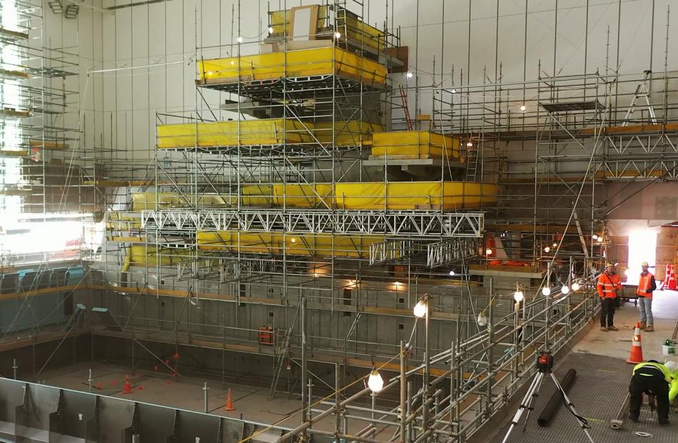 The Parakiore Recreation and Sport Centre dive pool and tower is currently under construction....
