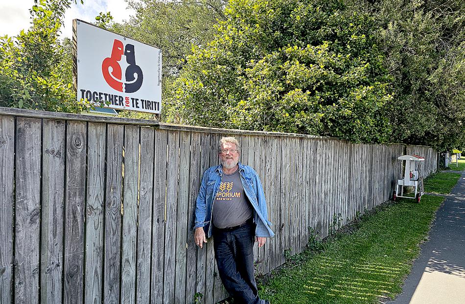 Malcolm Lyall has put up a sign outside his home in support of the Treaty of Waitangi. PHOTO:...