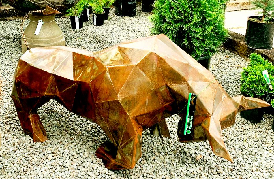 Fernando, a $4900 handmade metal bull sculpture, was stolen from the Portstone Garden Centre....