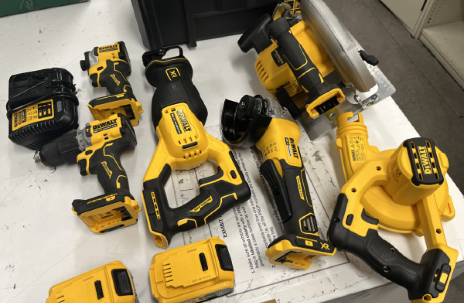The brand new power tools from the burglaries. Photo: Police